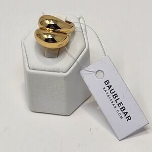 Baublebar Maro Ring Set of 2 Shiny Gold Plated Dome Band Size 4.75 Jewelry New